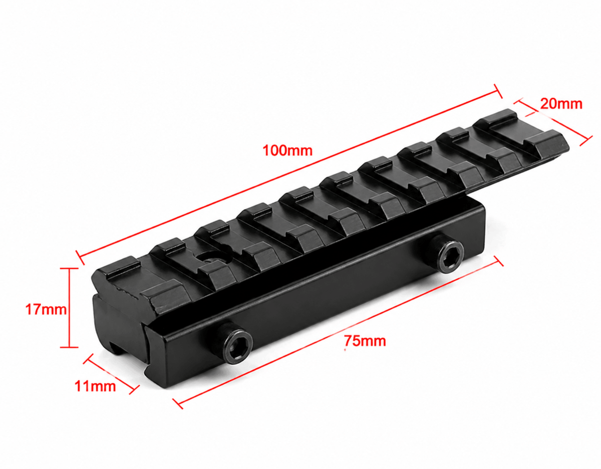 Adaptér BlackAirsoft Enforose z 11 mm na 21 mm Weaver/Picatinny pro montáž optiky – 9 slotů, nízký profil