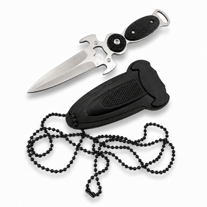 Kompakt Black Airsoft DAGGER kés tokkal és lánccal