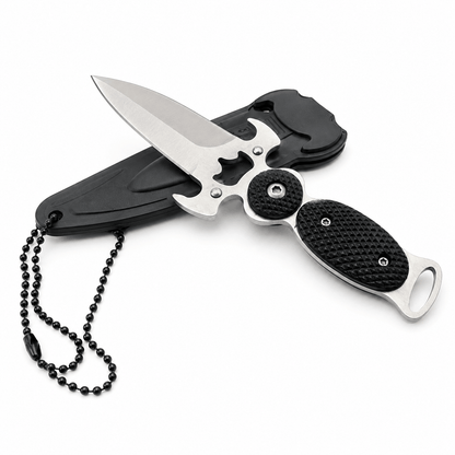 Kompakt Black Airsoft DAGGER kés tokkal és lánccal