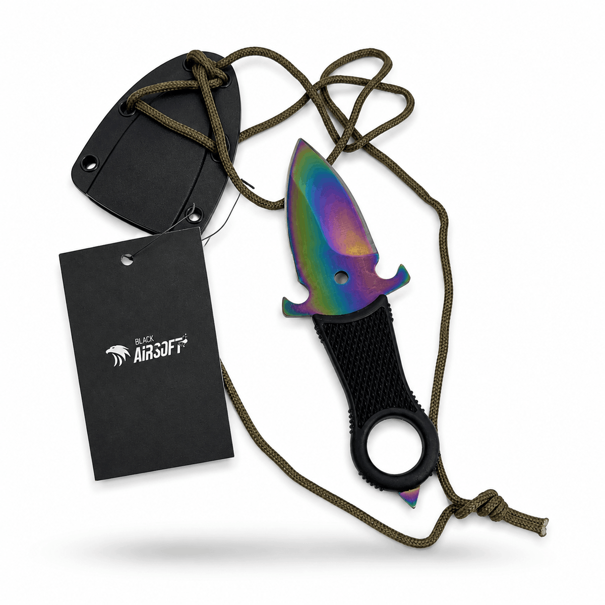 Cuțit tactic pentru gât BlackAirsoft HALO Chameleon cu teacă
