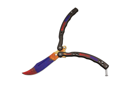 Couteau papillon à lame colorée et poignée en aluminium
