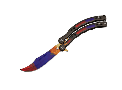 Couteau papillon à lame colorée et poignée en aluminium