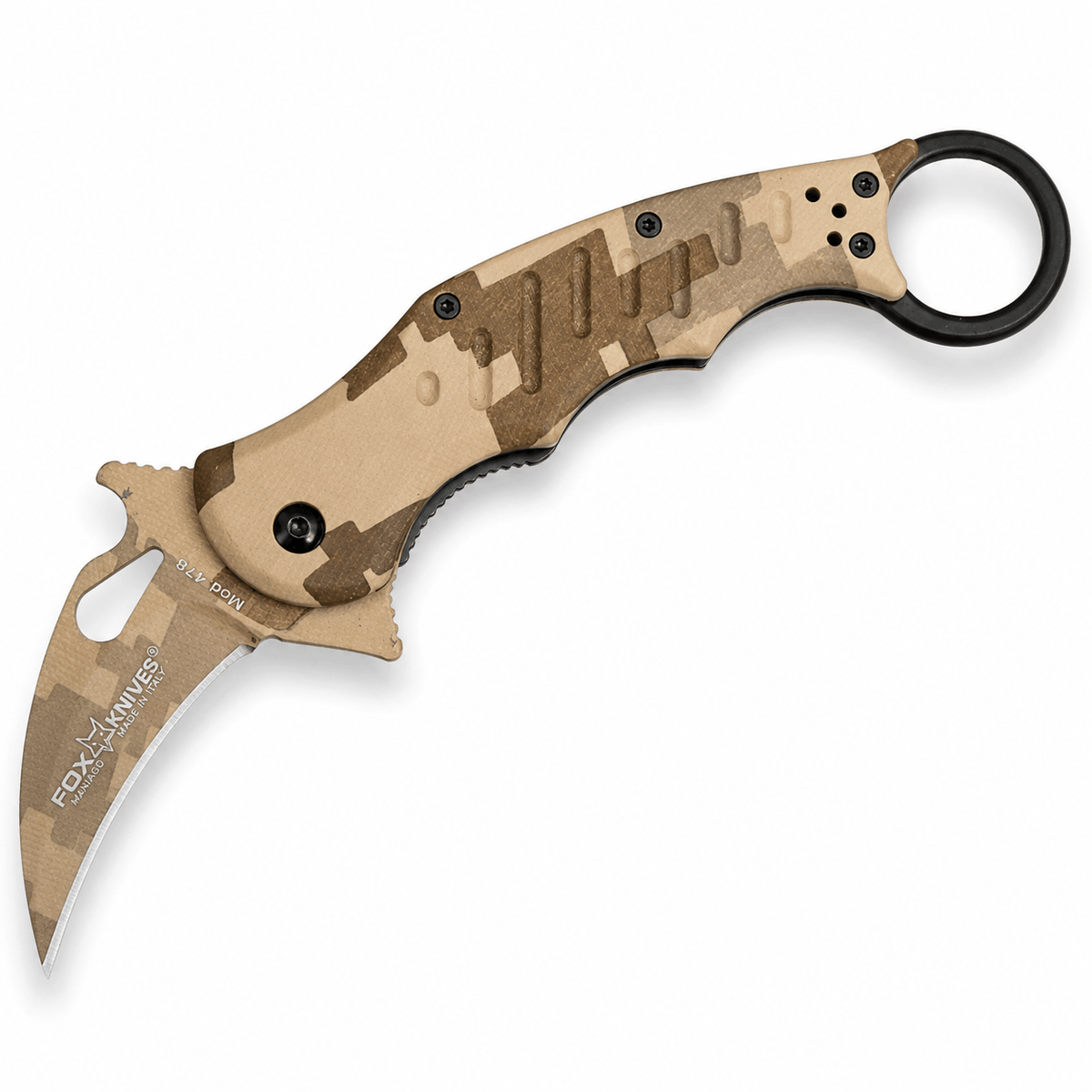 Cuțit pliabil Karambit Fox Knives N690Co Desert Camo 19.5 cm