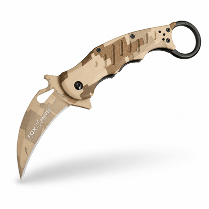 Cuțit pliabil Karambit Fox Knives N690Co Desert Camo 19.5 cm