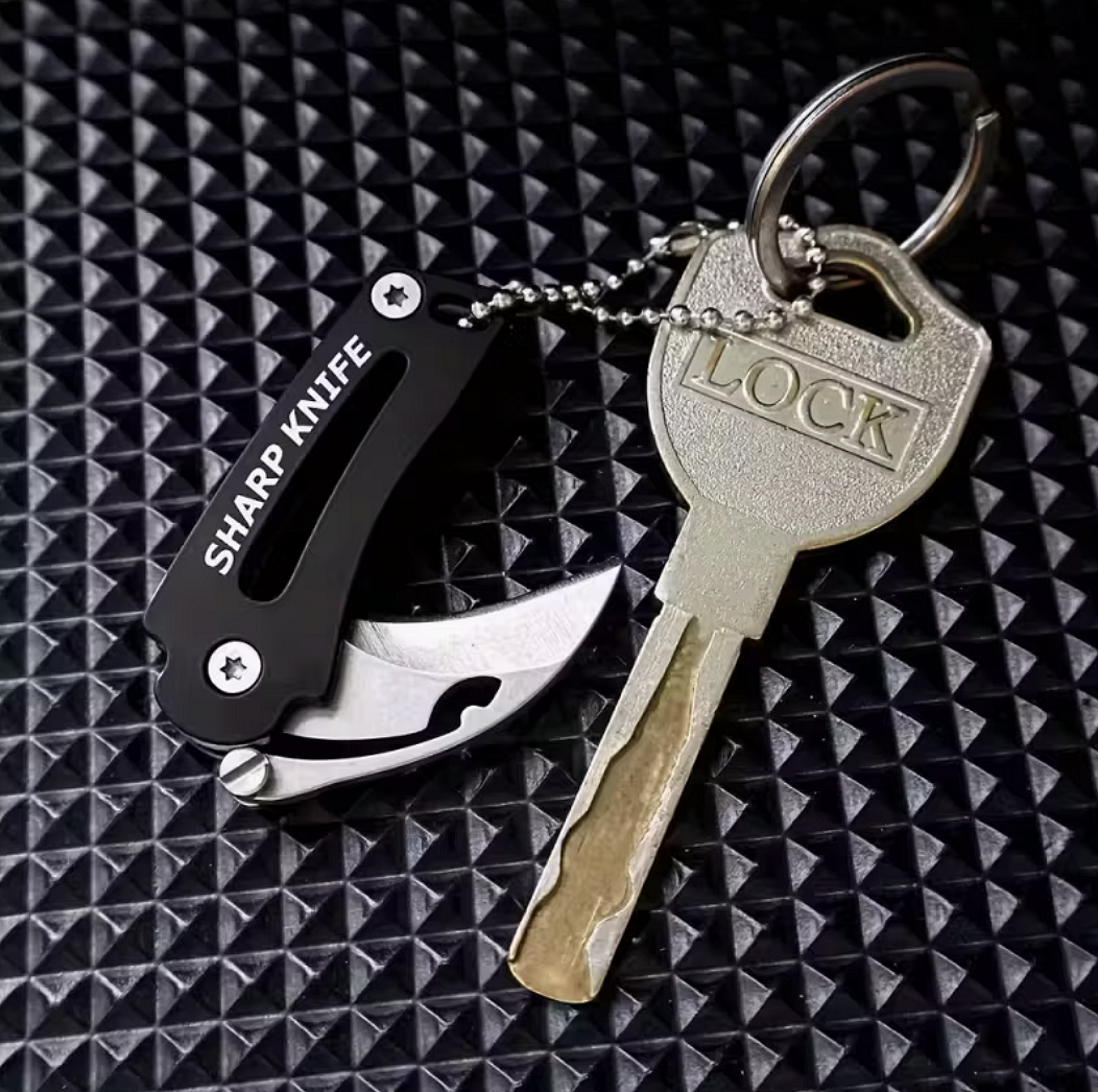 Mini skládací zahnutý nůž na klíče – kompaktní EDC nástroj