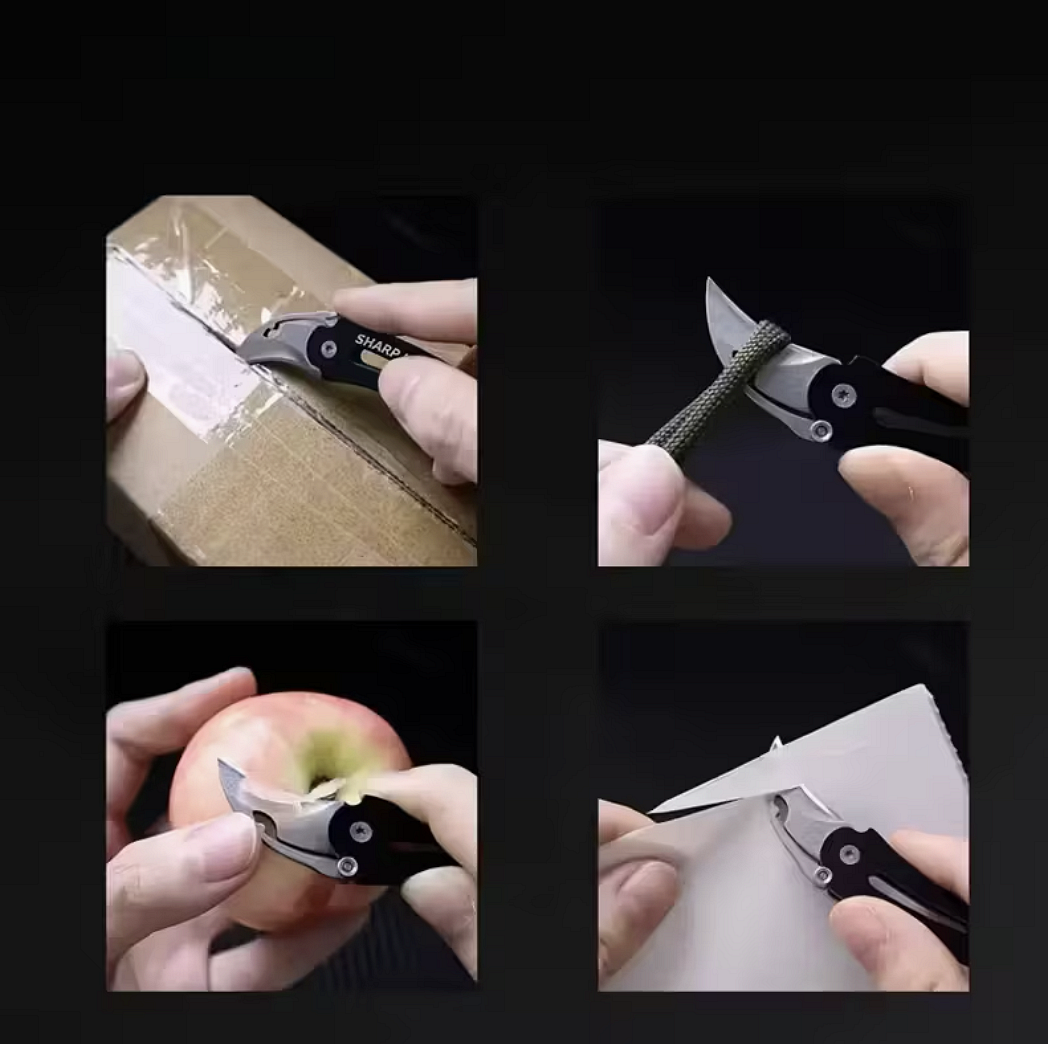 Mini skládací zahnutý nůž na klíče – kompaktní EDC nástroj