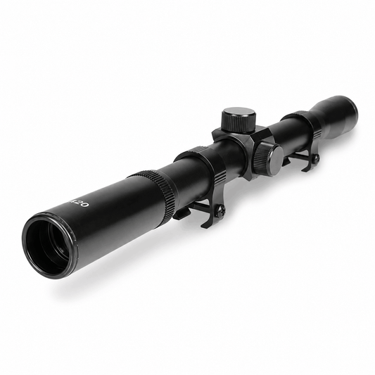 Lunette de visée 4x20 pour fusil – noire avec anneaux de montage