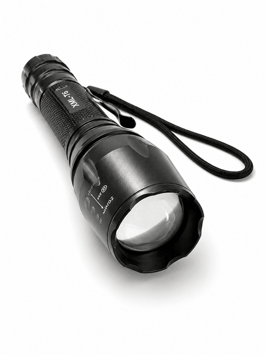 Taktická LED svítilna Black Airsoft sada s bateriemi a nabíječkou