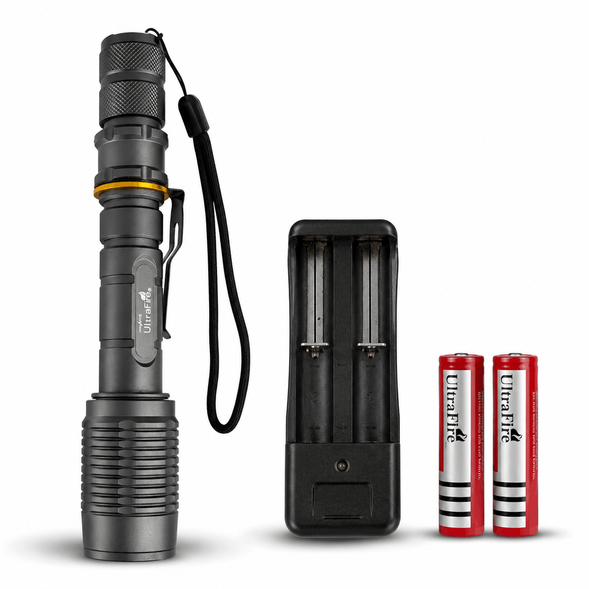 UltraFire LED lámpa – szett 2 akkumulátorral és töltővel